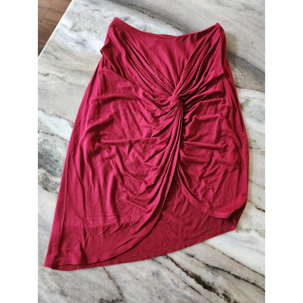 Lovers + Friends Red Draped Gameday Asymmetrical Jersey Skirt XS